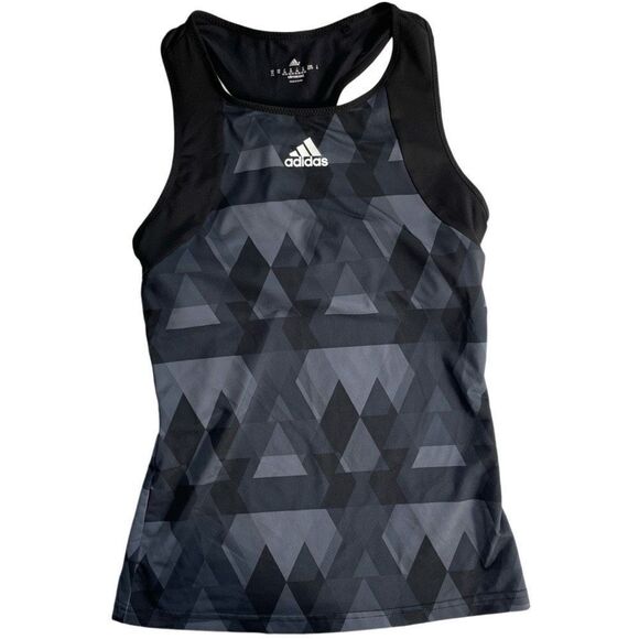 Adidas Climacool Black Gray Geometric Print Talk Top Racerback Women Size XS Bra - Picture 1 of 7